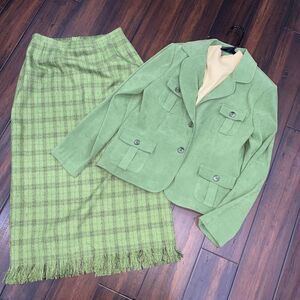 Sag Harbor Women's 3 Piece Set Green Jacket/skirt/Top Size 12